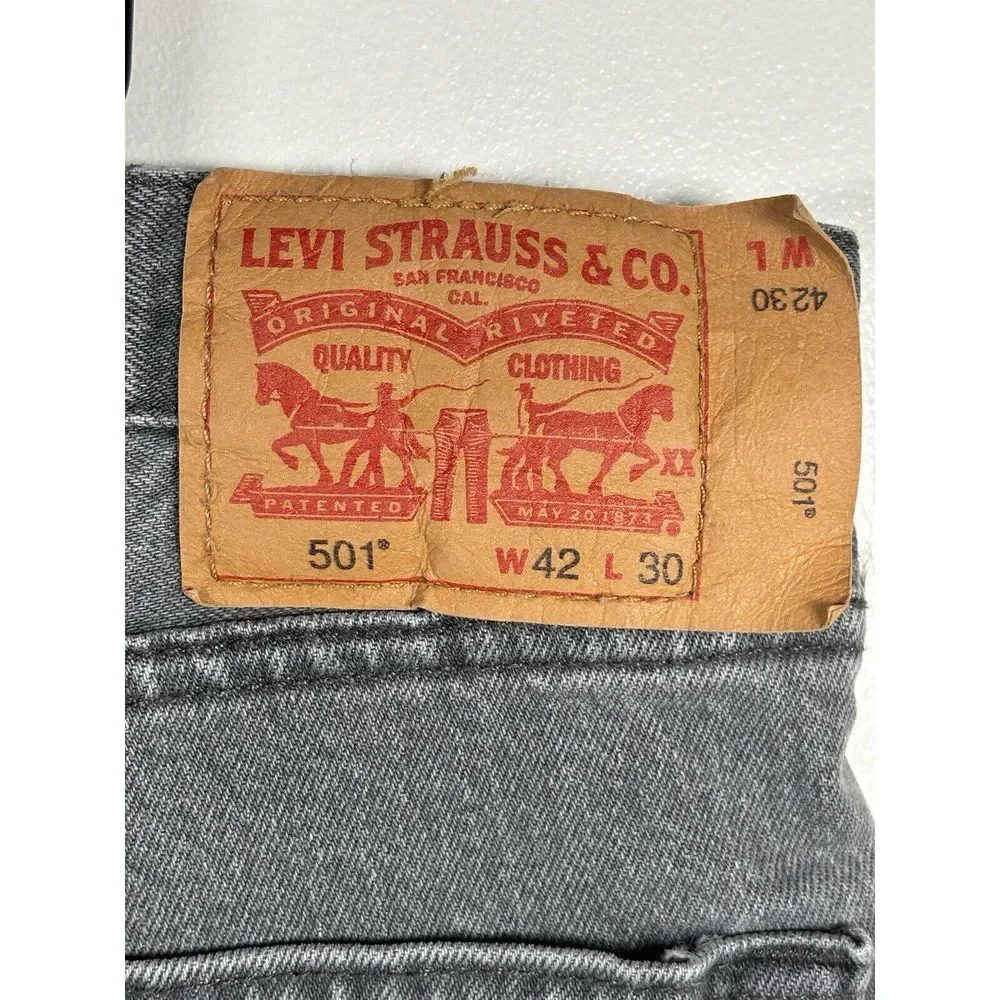Levis 501 Jeans New Mens Original‎ Button Fly Color Grey 42x30 NWT